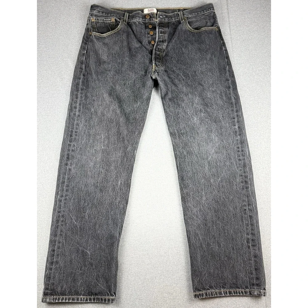 Levi's 501 Jeans Men's 40x32 Black Gray Button Fly Straight Leg Made in Mexico